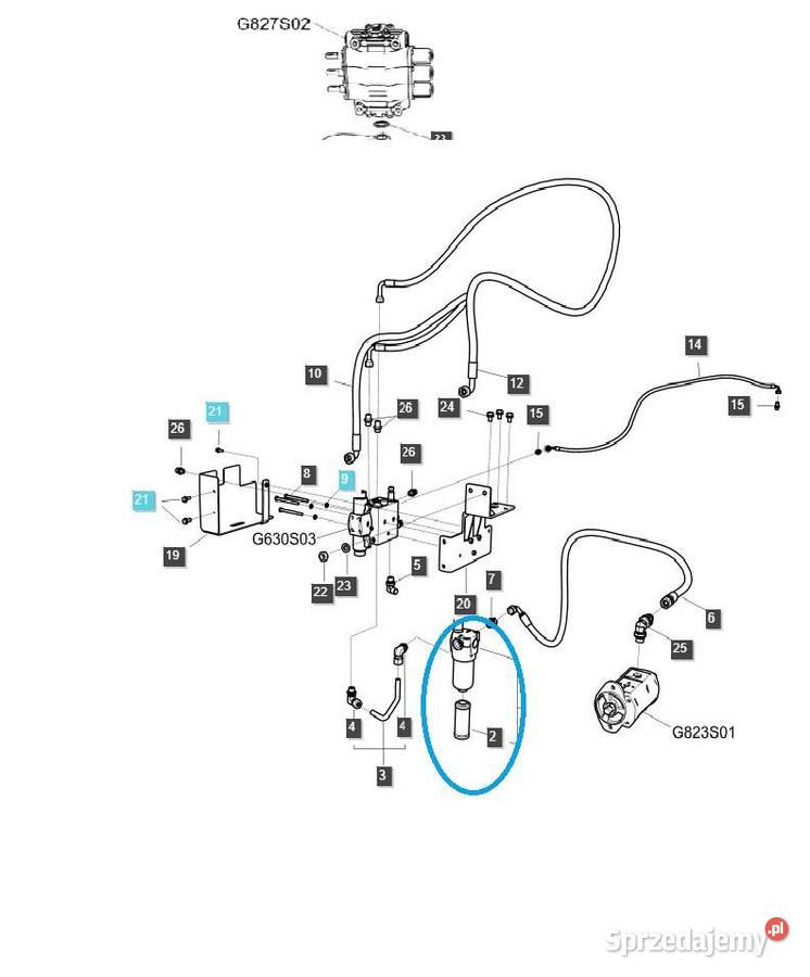 Filtr ciśnieniowy hydrauliczny MPFMM05084 TRG829 Tajęcina