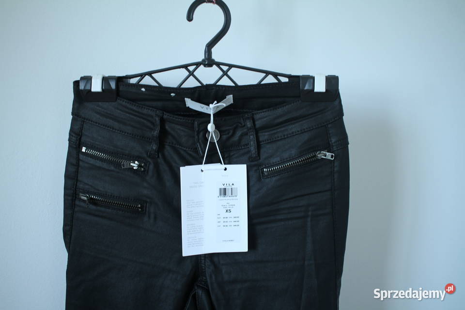 czarne spodnie VILA xs 34 zamki rurki woskowane kujawsko-pomorskie Toruń