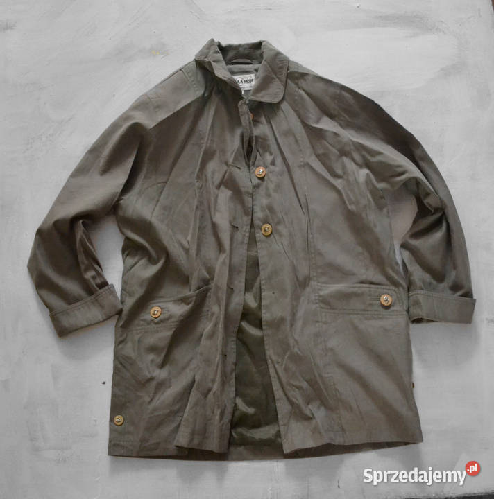 zielona parka vintage khaki retro luźny płaszcz Bez wzoru Warszawa sprzedam