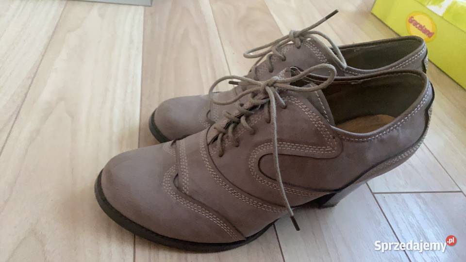 Buty na szerokim obcasie jasnoszarobrązowe 41 inna Przedbórz