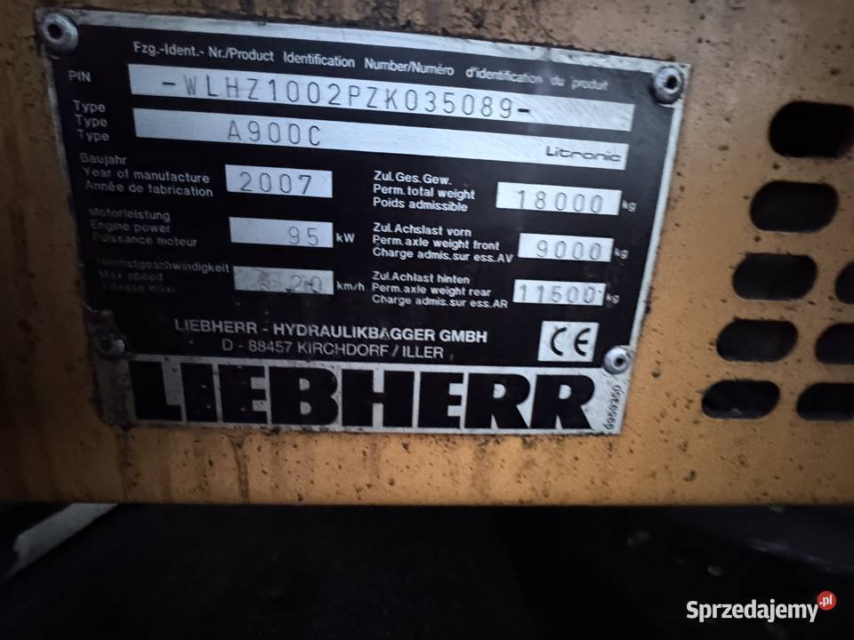 Koparka Liebher 900 kołowa 2007r Lubin