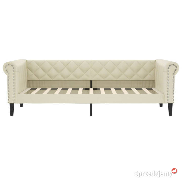 Sofa z funkcją spania kremowa sztuczna skóra Warszawa