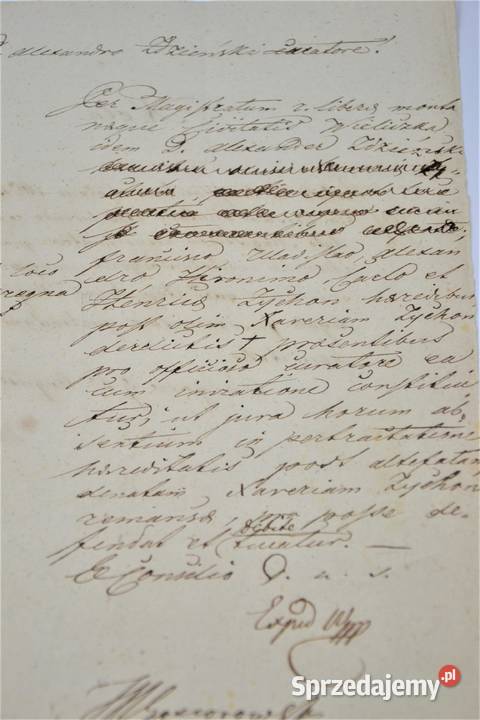 Stary dokument łacinie papier czerpanym 1837r sprzedam