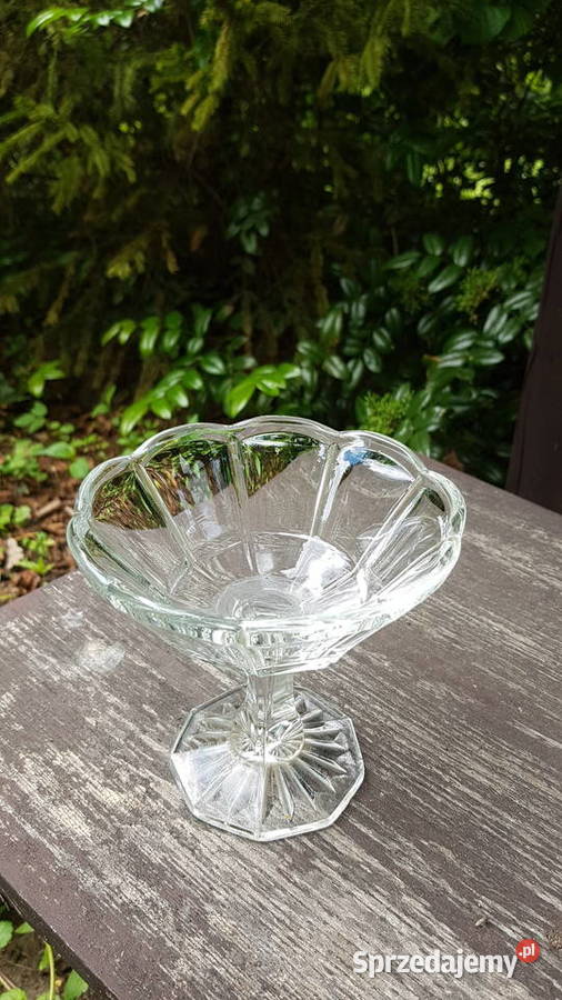 Szklana cukiernica pucharek prl