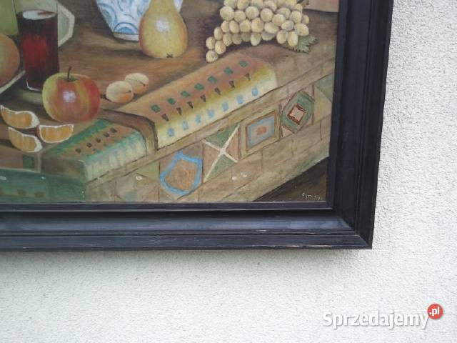 Obraz Olejny Martwa Natura Sygnowany 1973 Lublin