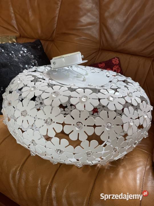 Lampa zyrandol zwis szkło metaloplastyka biały Bystrzyca Kłodzka