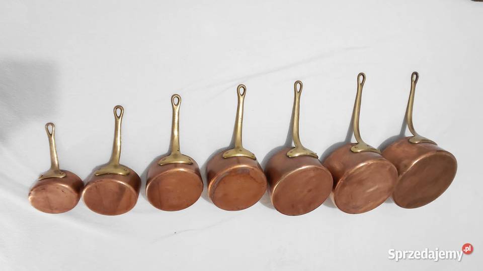 Zestaw siedmiu Francuskich rondli miedzianych