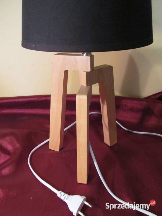 Lampa nocna stołowa drewniana LOFT geometria 45 Poznań sprzedam