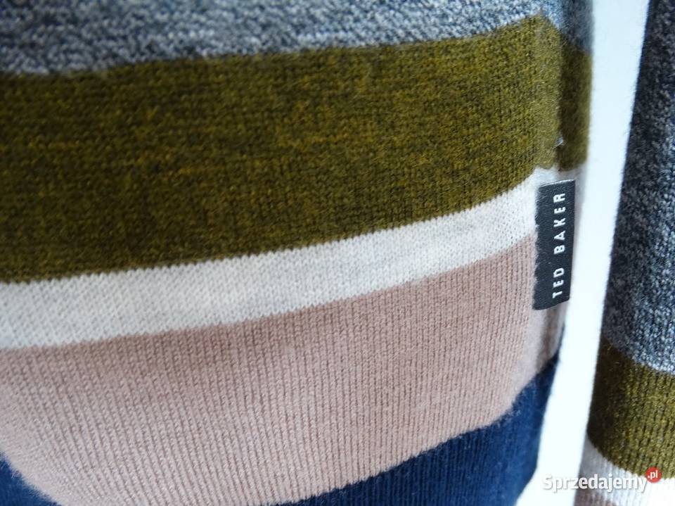 Sweter Wełniany Granatowy Crew Neck Pulower niebieski podlaskie Łomża