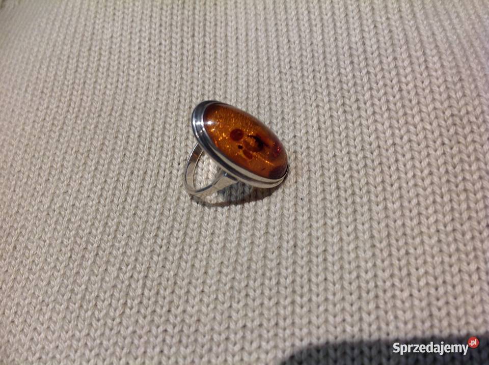 Piękny Pierścionek Srebrny z Bursztynem Srebro Dla kobiet Nowa Sól