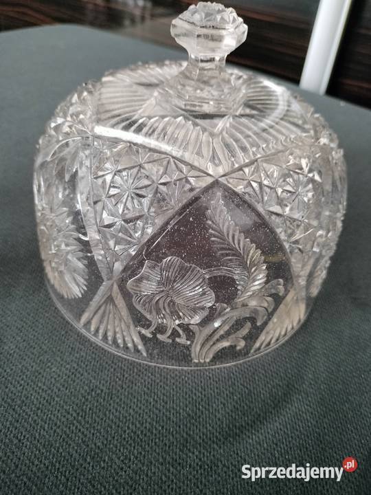 Kryształowa pokrywka na masło ser i cukiernica Choszczno