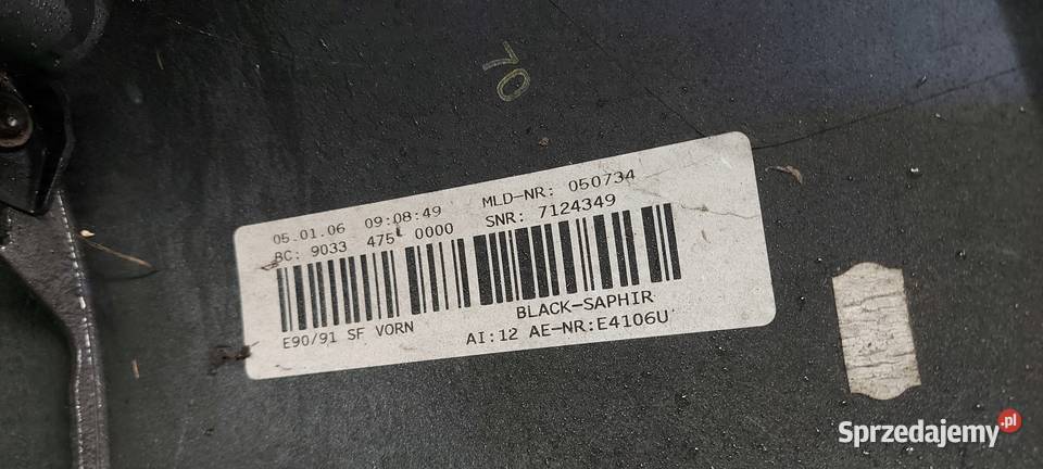 ZDERZAK PRZÓD BMW 3 E90 E91 0409 LAK 475 BLACK wielkopolskie Międzychód