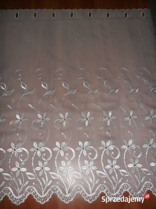 zazdroska krótka firanka 45 kremowa woal haft Wystrój okien Dom i Ogród Wrocław sprzedam