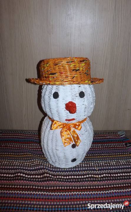 Koszyk bałwan w pomarańczowym kapeluszu wiklina Lublin