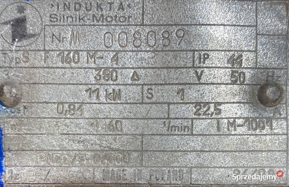 silnik elektryczny 11kW 1460obr 3fazowy INDUKTA Pigża sprzedam