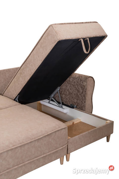 Narożnik Tapicerowany Beżowy Glamour Rzeszów