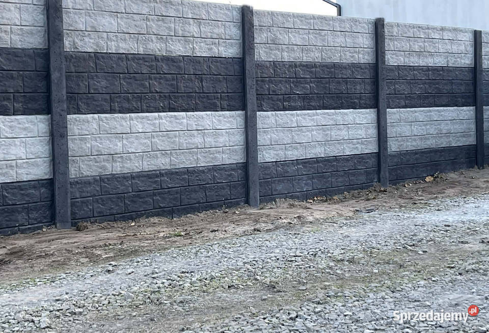 Nowoczesny Styl Ogrodzenia Betonowego Grafit Nisko