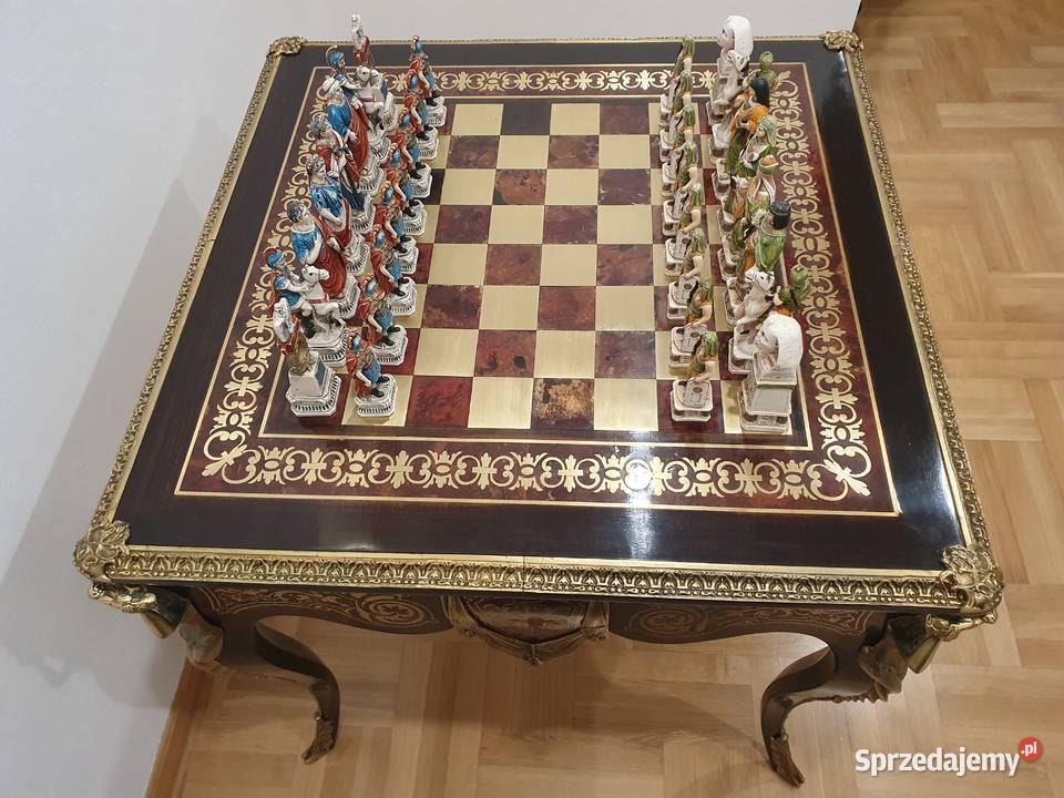 Stolik szachowy w typie boulle karciak figury mazowieckie Piaseczno