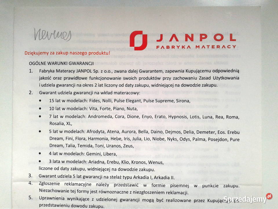 Materac piankowy Janpol Hermes 90x200 NOWY 90cm Szczecin