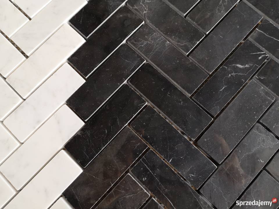 Mozaika Jodełka Nero Marquina poler 25x75 dolnośląskie Ostroszowice