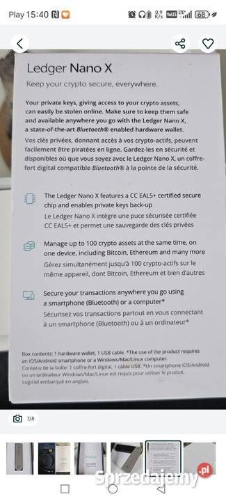 Portfel kryptowalutowy ledger nano x Elektronika dolnośląskie Mirsk