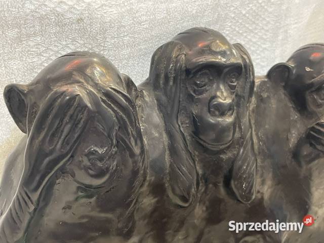 Rzeźba z hebanu Trzy Mądre Małpy orientalna Antyki małopolskie Kraków