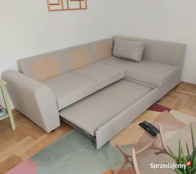 Jasnoszary narożnik z funkcją spania Wrocław
