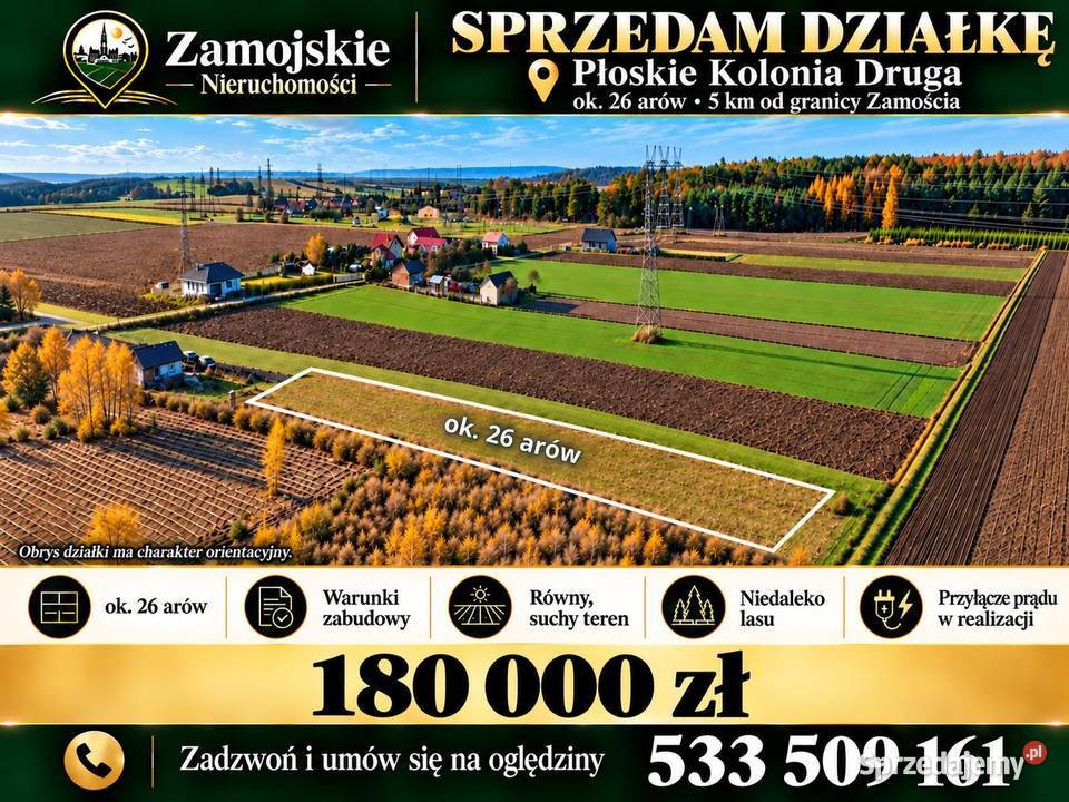 Działka lesie 26 arów Płoskie 5 Zamościa