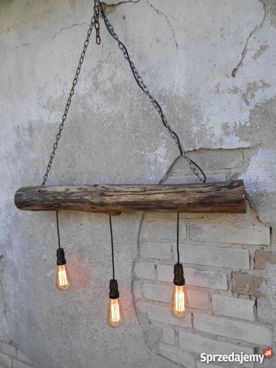 Żyrandol ręcznie wykonany ze starej belki Szczecinek