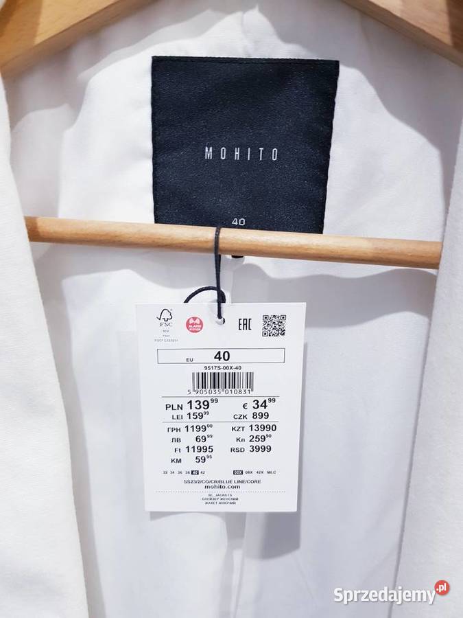 Damski biały żakiet marynarka Mohito Bez wzoru Dąbrowa Górnicza
