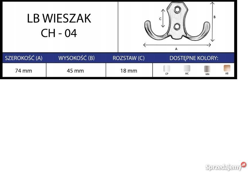 WIESZAK MEBLOWY UBRANIOWY NA UBRANIA CHROM Radomsko