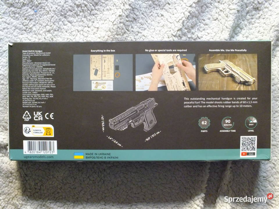Sprzedam drewniany zestaw modelarski Pistolet Gdańsk sprzedam