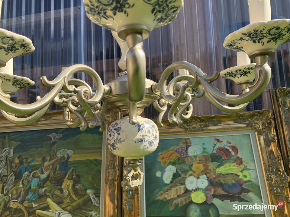 Piękna dębowa wisząca lampameble holenderskie wielkopolskie Ślesin