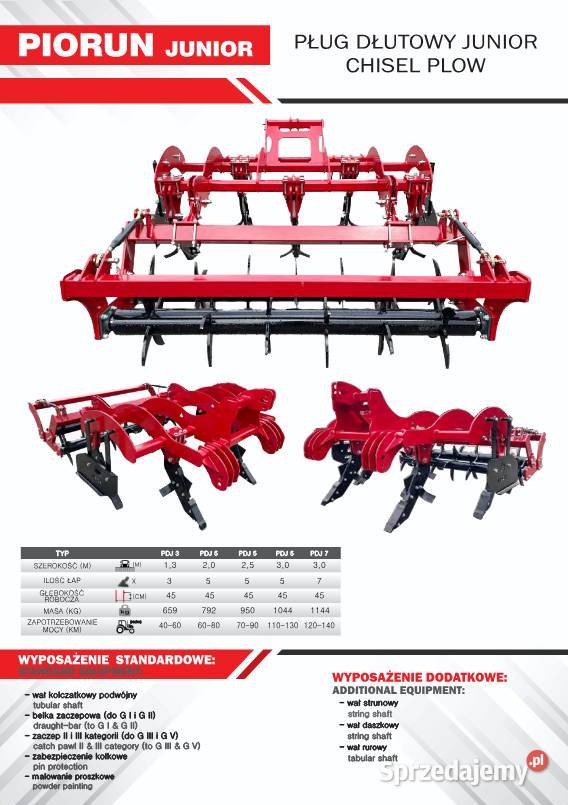 7 Pług Dłutowy Piorun Junior STRUMYK DOSTAWA Kłomnice sprzedam