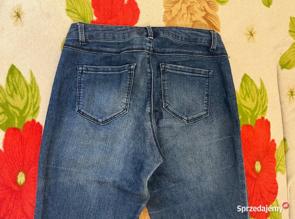 Ciemnoniebieskie obcisłe jeansy spodnie wiosna Łódź sprzedam