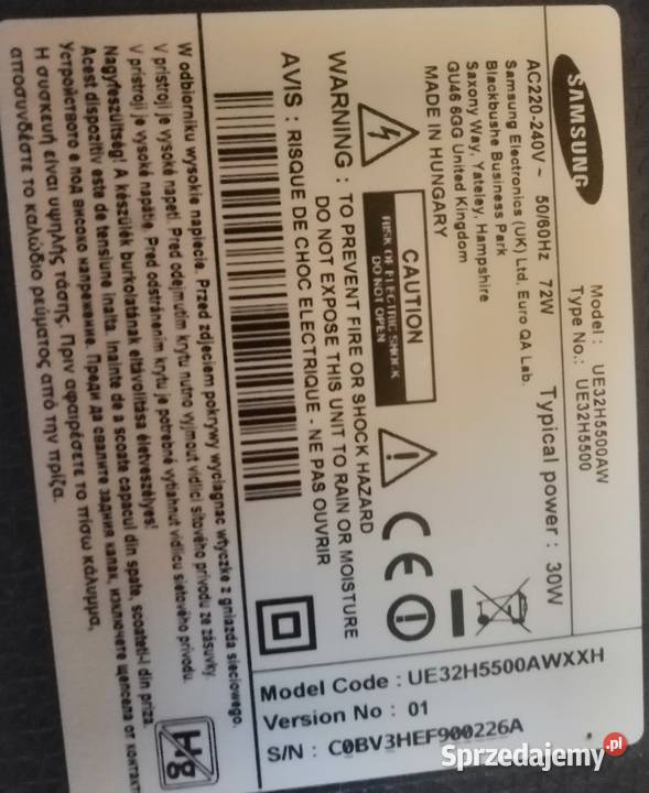 Części do tv Ue32h5500 Chrostkowo