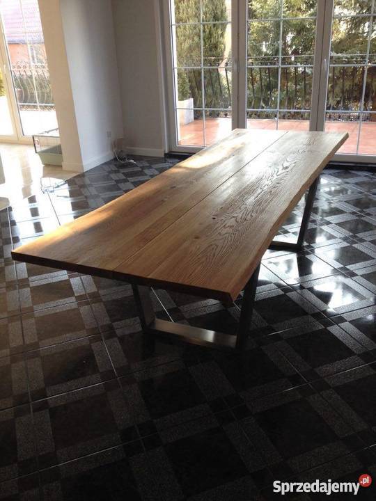 Nowoczesny stół dębowy stal nierdzewna Loft Stoły, krzesła, biurka