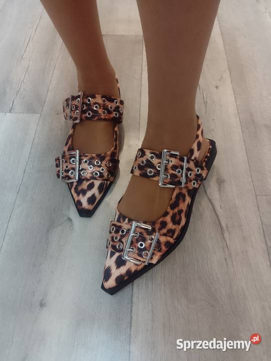 4142 Panterkowe baleriny wieczorowe z odkrytą tkanina Kraków