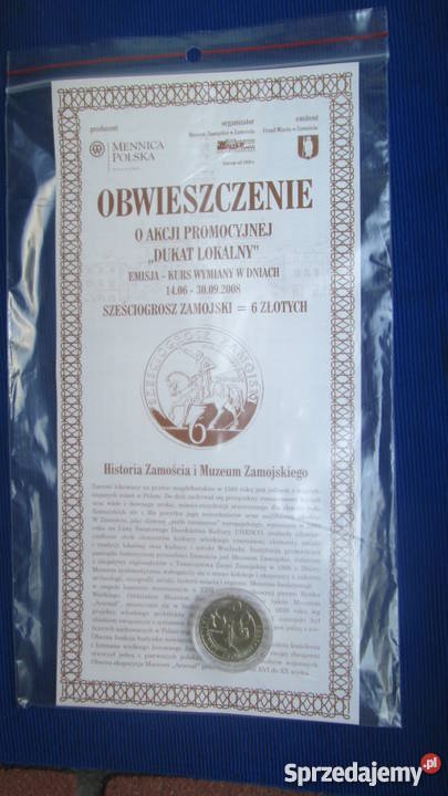 Moneta Szesciogrosz zamojski Numizmatyka Skierbieszów