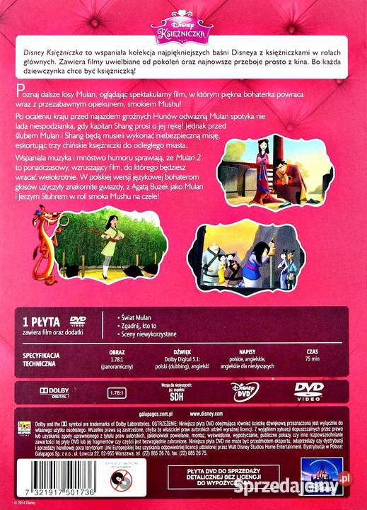 MULAN 1 2 DISNEY KSIĘŻNICZKA PAKIET 2 FILMÓW Kalisz