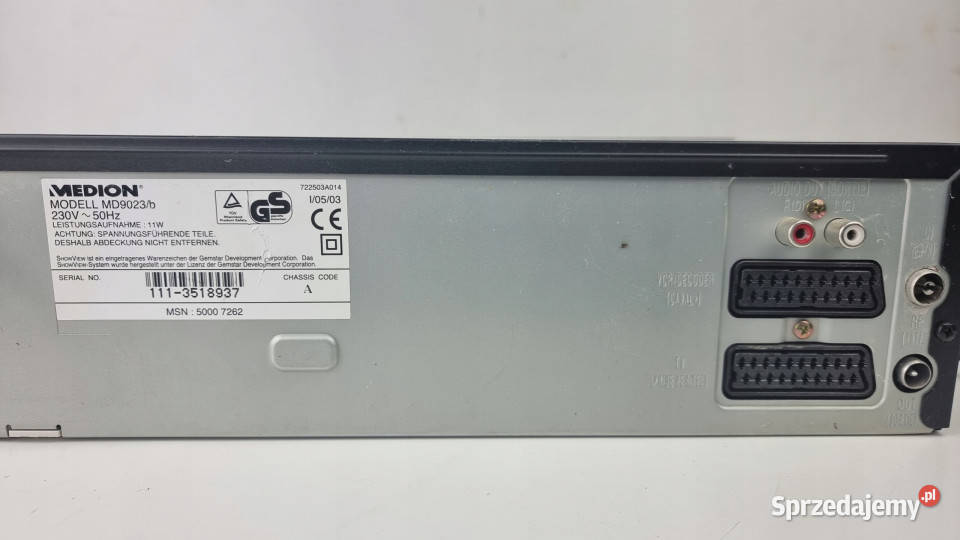 Medion Video i DVD 6 głowic MD 9023 MD9023 VHS Magnetowidy Międzychód