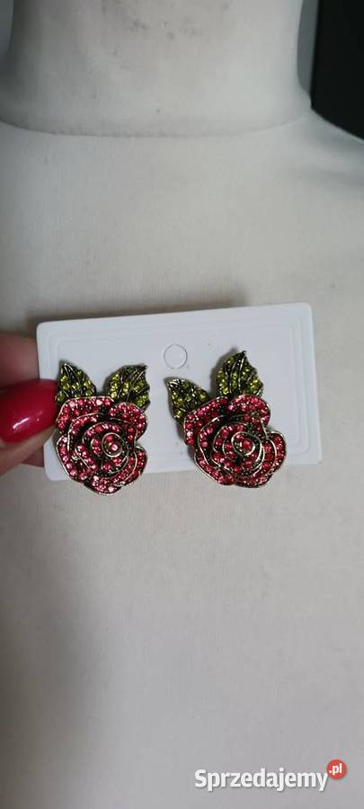 Kolczyki czerwone róże kujawsko-pomorskie Ostrowąs