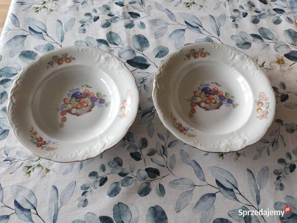 PRL talerze głębokie Wawel owoce porcelana