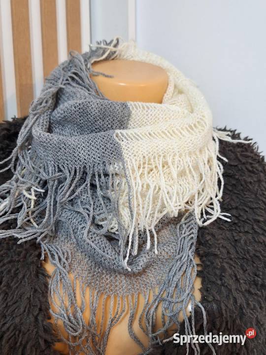 Szalo komin biało szary Braniewo