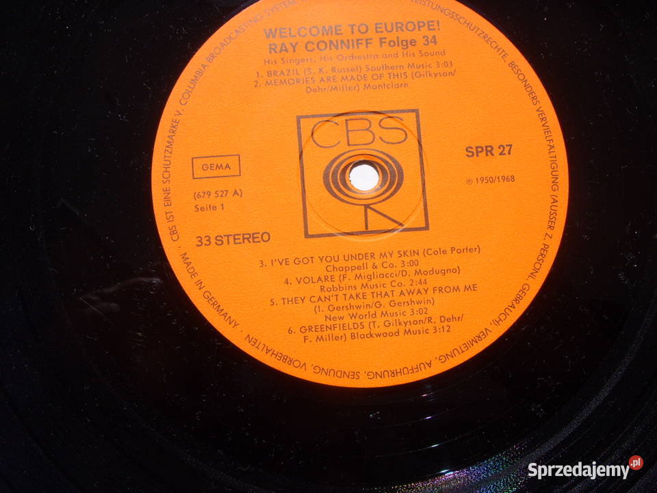 Jazz LP RAY CONNIFFWELCOME TO EUROPE SBS SPR 27 Płyty i kasety Wołów