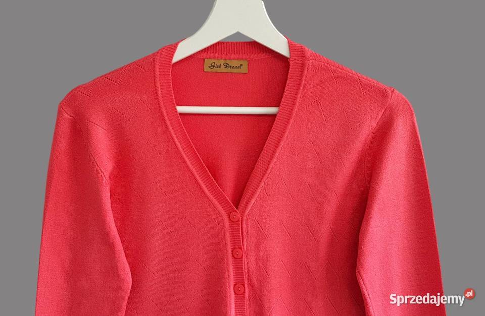 Damski bawełniany sweter czerwony z długim Chrzanów