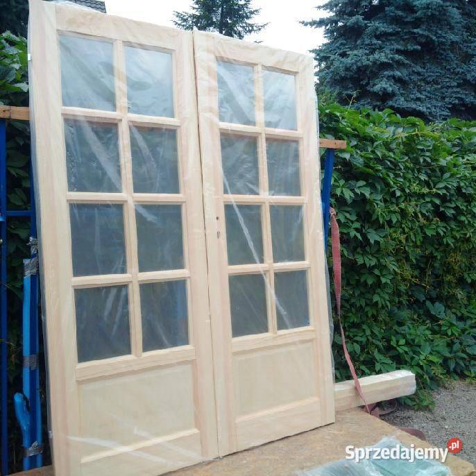 drzwi dwuskrzydlowe sosnowe drewniane Produkcja Dom i Ogród Wieliczka sprzedam
