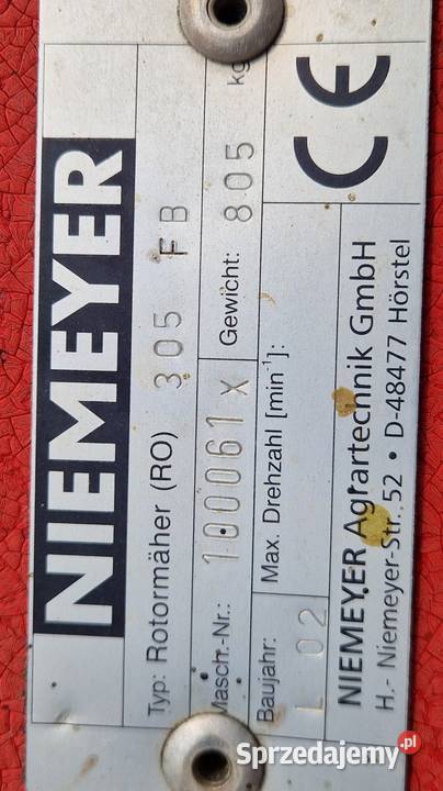 Kosiarka czołowa NIEMEYER 305M 2002R Dzięcioły Dalsze