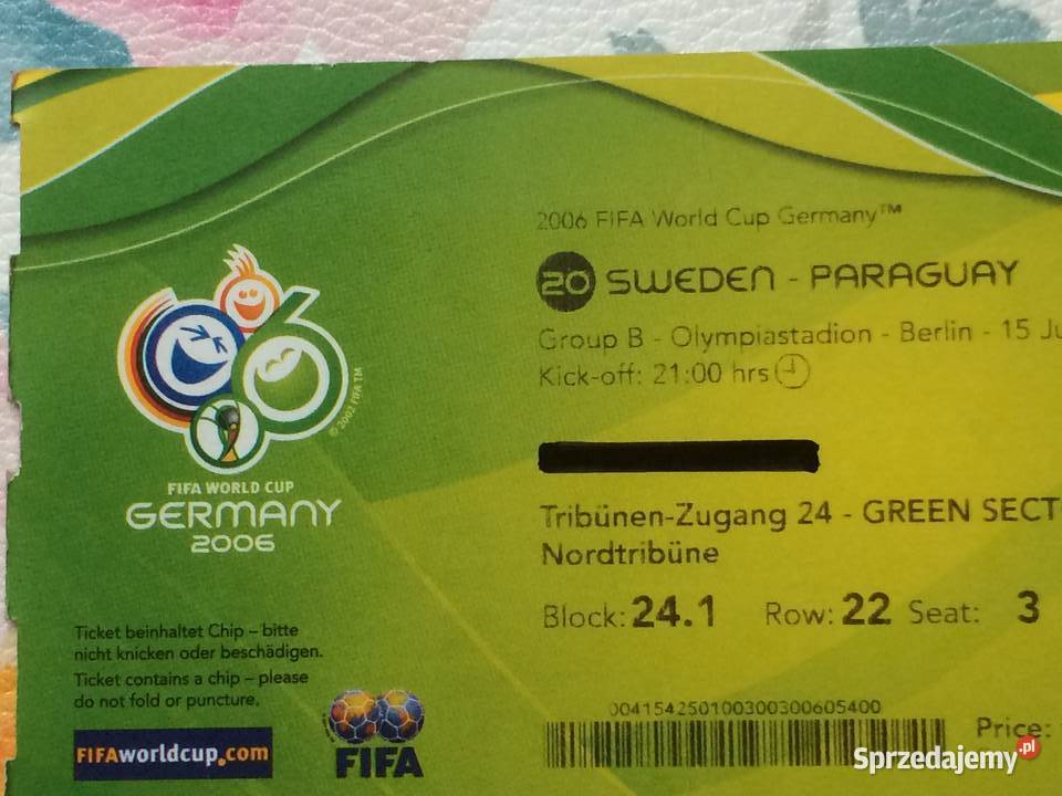 1173 Bilet Szwecja Paragwaj 2006 R zachodniopomorskie Szczecin