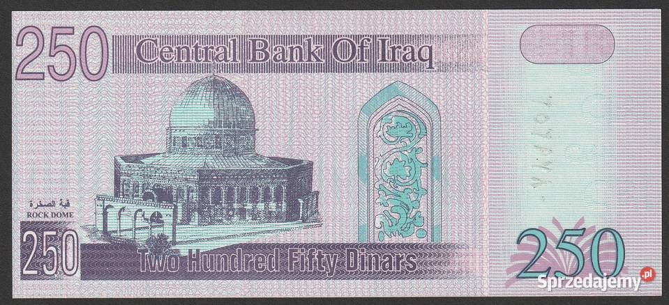 IRAK 250 DINAR 2002 SADDAM HUSAJN STAN BANKOWY Antyki, Sztuka, Kolekcje Łódź